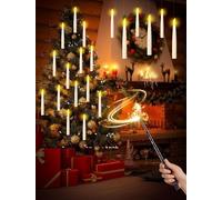 Floating Candles with Wand Remote, 20pcs Flameless Electirc Hanging LED Magic Candles for Home Room Party Table Ceiling Centrepieces Christmas Halloween Decorations