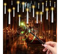 Floating Candles with Wand Remote Control, Hanging Magic Led Candles with Flameless Flickering Warm Light, 16 cm LED Taper Candles for Party, Halloween, Christmas, Pack of 12