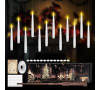 Floating Candles with Wand Remote, Flameless Hanging Window LED Candles Flickering Warm Light for Christmas Halloween Party Decor, Battery Operated (12)