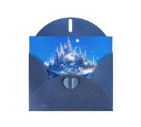 Floating Castle Blue Patterns greeting card 6x4 inches with envelope, covering birthdays, weddings and other occasions
