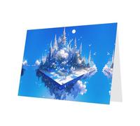 Floating Castle Dark Green Patterns greeting card 6x4 inches with envelope, covering birthdays, weddings and other occasions