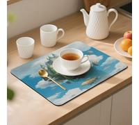 Floating Castle Desk Mat Washable Table Protector Waterproof Table Cover Protector Desk Placemats Heat Resistant Non-Slip Desks Cover for Desktop, Coffee Dining Tables 40x30cm
