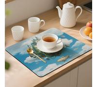 Floating Castle Desk Mat Washable Table Protector Waterproof Table Cover Protector Desk Placemats Heat Resistant Non-Slip Desks Cover for Desktop, Coffee Dining Tables 50x40cm