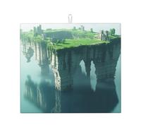 Floating Castle Dish Drying Mat, Large Dish Mat for Kitchen Counter, Absorbent and Non-Slip Kitchen Drying Mat