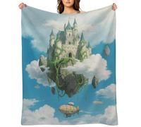 Floating Castle Flannel Throw Blanket Super Soft Lightweight Throw Blanket Fuzzy Comfy Flannel Blankets Warm Plush Throw Blankets for Couch Sofa Bed 50"x60"
