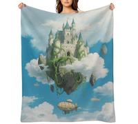 Floating Castle Flannel Throw Blanket Super Soft Lightweight Throw Blanket Fuzzy Comfy Flannel Blankets Warm Plush Throw Blankets for Couch Sofa Bed 60"x80"