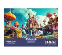Floating Castle Jigsaw Puzzles Puzzle for Adults Kids. 1000 Pieces Waterfall Flora Great Gifts Challenge Toy Educational Game Home Decoration for Adults& Kids Age 14 Years Up 70x50cm/1000pcs