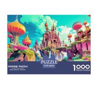 Floating Castle Jigsaw Puzzles Puzzle for Adults Kids. 1000 Pieces Waterfall & Flora Whimsical Challenge Toy Educational Game Home Decoration for Educational Games Gifts 38x26cm/1000pcs