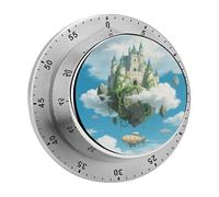 Floating Castle Kitchen Timer Mechanical Cooking Timer Clock with Loud Alarm Magnetic Countdown Timers Stainless Steel Egg Timer for Kitchen, Work, Exercise Training, Outdoor Activities