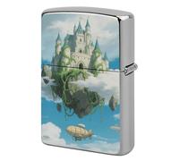 Floating Castle Lighter Case Classic Pocket Lighter Cover Windproof Flip-Top Metal Lighters Sleeve Double-Sided Lighters Covers for Men Women