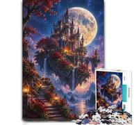 Floating Castle Moon Waterfall Wooden Jigsaw Puzzle, Adults, 1000 Pieces | For gifting: Puzzle for Adults: quiet evening activity on quiet evenings.