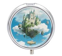 Floating Castle Pill Box Travel Pill Organizer 3-Compartment with Mirror Design Portable Round Medicine Case for Vitamins, Jewelry & Essentials Durable Pocket Pillcase for Purse, Camping