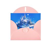 Floating Castle Pink Patterns greeting card 6x4 inches with envelope, covering birthdays, weddings and other occasions