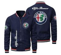 FLOATING Casual Men Jackets Al-fa Rom-eo, Autumn Zip Up Bomber Jacket, Warm Leisure Long Sleeve Mens Coat-Navy Blue||M