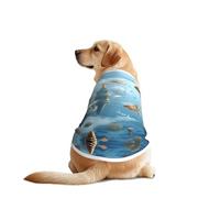 Floating City of Fish Schools in The Clouds Dog Shirt Vest Dog Clothes- Breathable Cooling for Big Dogs, Sun Protection Comfort Wear for Golden Retriever, Husky, Alaska Outdoor Activities 3X-Large