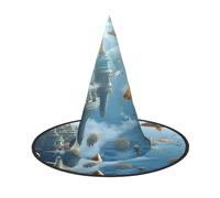 Floating city of fish schools in the clouds Halloween Witches Hats Witch Headbands Wizard Hat Costume Accessories Cosplay for Party Masquerade Foldable 2 PCS