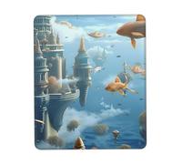 Floating city of fish schools in the clouds pattern Custom Designed Mouse Pad with Wrist Rest - Unique Personalized Gaming and Office Desk Mat for Enhanced Comfort and Style