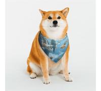 Floating City of Fish Schools in The Clouds Pet Scarf Stylish Triangle Bid Scarf Bandana Pet Accessory,Washable Pet Kerchief for Girl Boy Dogs or Cats Medium