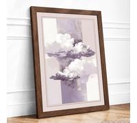 Floating Clouds Minimalist Framed Wall Art Print A2 (59.4×42cm) Walnut, Wall Decor for Living Room, Bedroom, Office & Home, Ready to Hang, Art Gift