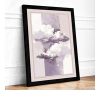 Floating Clouds Minimalist Framed Wall Art Print A4 (29.7×21cm) Black, Wall Decor for Living Room, Bedroom, Office & Home, Ready to Hang, Art Gift