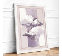 Floating Clouds Minimalist Framed Wall Art Print A4 (29.7×21cm) White, Wall Decor for Living Room, Bedroom, Office & Home, Ready to Hang, Art Gift