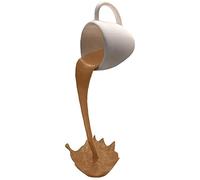 Floating Coffee Cup Sculpture Resin Coffee Cup Spilled Coffee Cup Funny Statue Kitchen Home Decoration Ornaments 3 Colors (Brown)
