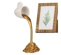 Floating Coffee Mug - Decorative Ornament Made of Resin | 6 x 16.5 cm White Gold Elegant Design | Adds a Charming Coffee Shop Style and Fun Use as Office and Home Decoration