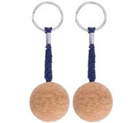 Floating Cork Keyring Wooden Ball Key Ring Float Keychain for Water Sports Accessories Kayaking Sailing Fishing Boating Cork Stainless Steel Rope 2Pcs 3.5cm (Black Rope)
