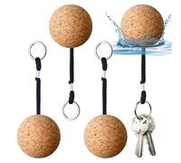 Floating Cork Keyrings, 53mm Floatable Wooden Ball Key Chain Water Buoyant Key Ring Lightweight Water Sports Accessories for Swimming Diving Fishing Canoeing Sailing Kayaking Marine Boat (4 Pcs)