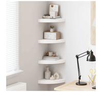 vidaXL 4x Floating Corner Shelves High Gloss White 25x25x3.8 cm MDF Display
