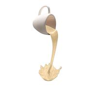 Floating Cup Sculpture Pouring Liquid Coffee Mug, 3D Retro Creative Floating Spilling Suspended Coffee Mug Cup Ornaments, Resin Art Decor for Home Kitchen Living Room (White & Cream)
