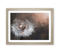 Floating Dandelion Seeds In Abstract Modern Art Framed Print | A3 Oak Framed Wall Art | Ready to Hang | Abstract Fantasy Picture | Living Room Bedroom Lounge Office