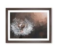 Floating Dandelion Seeds In Abstract Modern Art Framed Print | A4 Walnut Framed Wall Art | Ready to Hang | Abstract Fantasy Picture | Living Room Bedroom Lounge Office