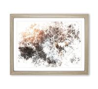 Floating Dandelion Seeds Watercolour Modern Framed Wall Art Print, Ready to Hang Picture for Living Room Bedroom Home Office Décor, Oak A4 (34 x 25 cm)