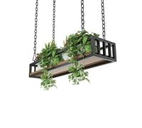 Floating Decorations Shelves,Ceiling Hanging Plant Flower Pot Stand With Iron Chain Article and Iron Frame Wooden Kitchen Storage rack Wine Holder for Balcony Bar Flower Shop (Size : 60x25x15cm)