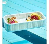Floating Dinner Plate and Tray Set, Rattan Design for Pool, Bathtub, and Beach Parties, Perfect for Weddings and Photography