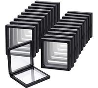 Floating Display Case, sdoot Black 3D Floating Frame Display Holder Stands, 20 Pack 4.3 x 4.3 x 0.8”Challenge Coin Display Stand 3D Coin Display Case, Coin Jewelry Frame for AA Medallions