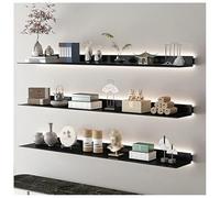 Floating Display Shelves,LED Wall-Mounted Floating Shelves - Durable Aluminum Alloy, Versatile Plant & Book Shelf, Modern Design for Living Room, Office, Bedroom - 80x20x6 cm, Black - 1 Pie