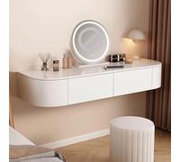 Floating Dressing Table, Vanity Table to the Wall for Bedroom, White Makeup Vanity Desk with Drawer, Wall Mounted Vanity Table for Bedroom, for Modern Bedroom Small Space,White,80cm