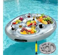 Floating Drink Holder, Inflatable Drinks Holder, Pool Float Tray, Inflatable Floating Snack and Drink Holder with 8 Slots for Pool Parties, Beach, Hot Tub, and Outdoor Summer Gatherings