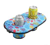 Floating Drink Tray For Swimming Pools Featuring Two Cup Slots And Protected Phone Storage Made From Water Resistant Cloth Material