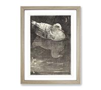 Floating Duck By Theo Van Hoytema Classic Painting Framed Wall Art Print, Ready to Hang Picture for Living Room Bedroom Home Office Décor, Oak A2 (64 x 46 cm)