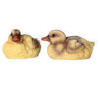 Floating duck figurine made of resin, set of 2, 11.5 x 7 x 6 cm, black yellow, lifelike floating duckling miniature statue ornament, garden pool pond fountain, lawn decoration, water fun
