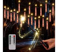 Floating Finger light with Wand Remote, 20Pcs Flickering Warm Light LED Magic Flameless Candles, Battery Operated Candles with 2/4/6/8H Timer & 2 Brightness, for Home Party Table Ceiling Decorations