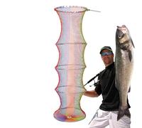 Floating Fish Basket, Fish Basket - Portable Nylon Net Bag with Color Stripes | Foldable Mesh Fish Guards Storage Equipment Tackle to Terminal Po Accessories