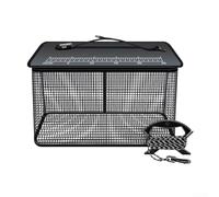 Floating Fish Basket Foldable Nylon Mesh Cage With 6m Rope For Sea Rock Stream Fishing Storage Black Large Size(35cm black)