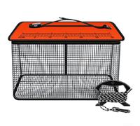 Floating Fish Basket Foldable Nylon Mesh Cage With 6m Rope For Sea Rock Stream Fishing Storage Black Large Size(40cm orange)