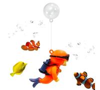 Floating Fish Tank Decorations | Lovely Fish Tank Decor - Fat Diver Display Floating Pendant, Betta Fish Toys, Cartoon Fish , Toy, Orange Diver (with line and ball), Consulte la descripción