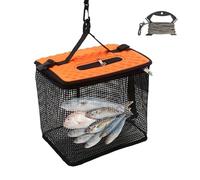 Floating Fishing Basket, Foldable Fishing Net, Portable Nylon Mesh Keepnet, Bait, Storage, Fish Net, Quick Drying, Rubber Coated Fishing Net Basket for Kayak, Pond, Riverside