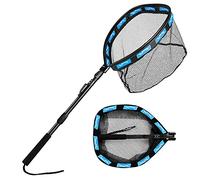 Floating Fishing Net Folding Landing Net with Telescopic Pole, Rubber Coated Mesh Net, Freshwater& Saltwater Easy Catch & Release for Bass, Walleye, Small Redfish, Speckled Trout, Kayak, Canoe e